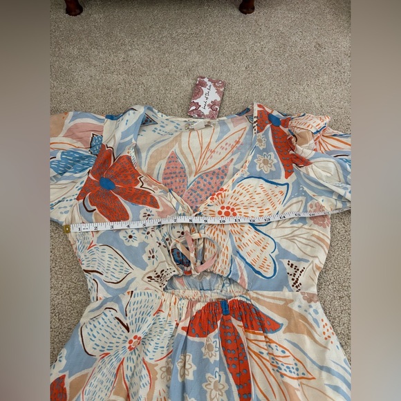 Band Of The Free Womens Floral MIDI Dress small Front Cutout Flowy Summer NWT - Picture 8 of 9